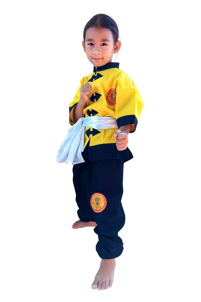 KUNG-FU ENFANT TENUE COMPLETE (pantalon, veste, ceinture brodée)