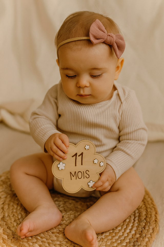 🌸 Carte étape bébé marguerite – Photo souvenir
