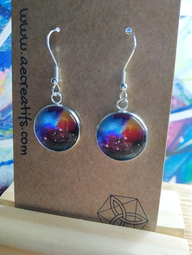 Boucles d&#039;oreilles cabochons Galaxy 