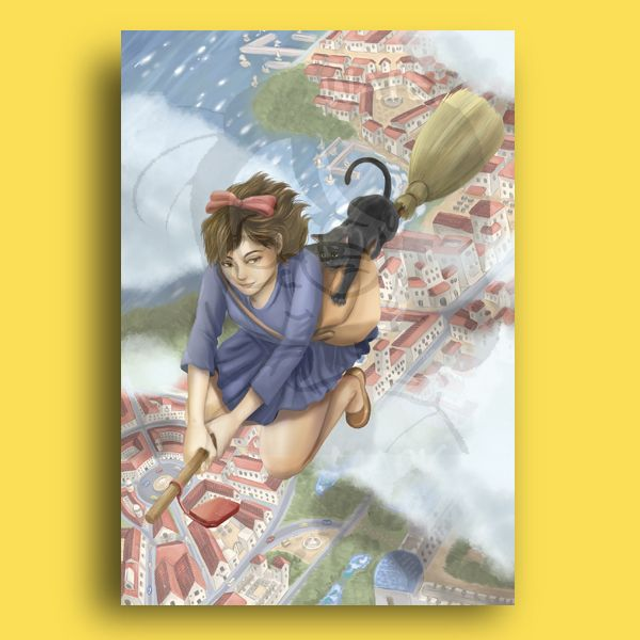 Print Little Witch and cat