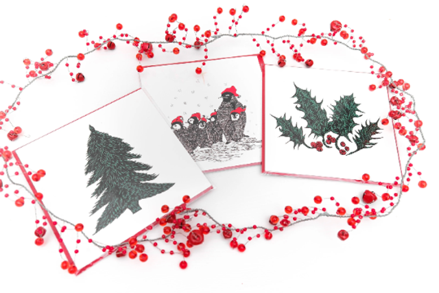  Christmas Greeting Card's  Sustainable Ink drawing Design