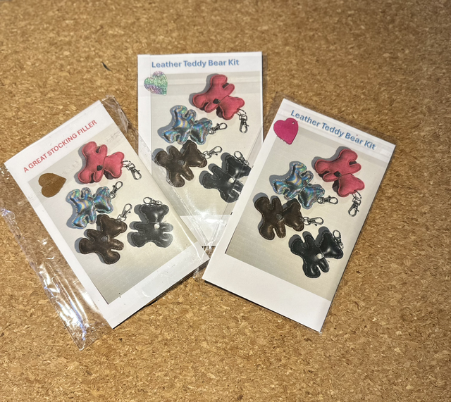 Leather Teddy Bear Keyring KITS