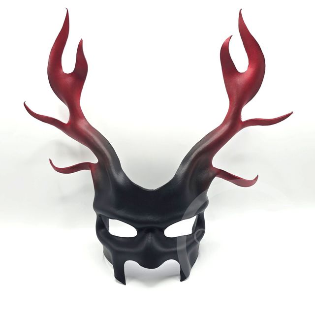 Black Leather Stag, red Antlers