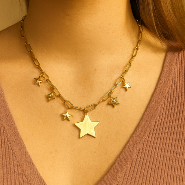 Ketting sterrentjes goud  