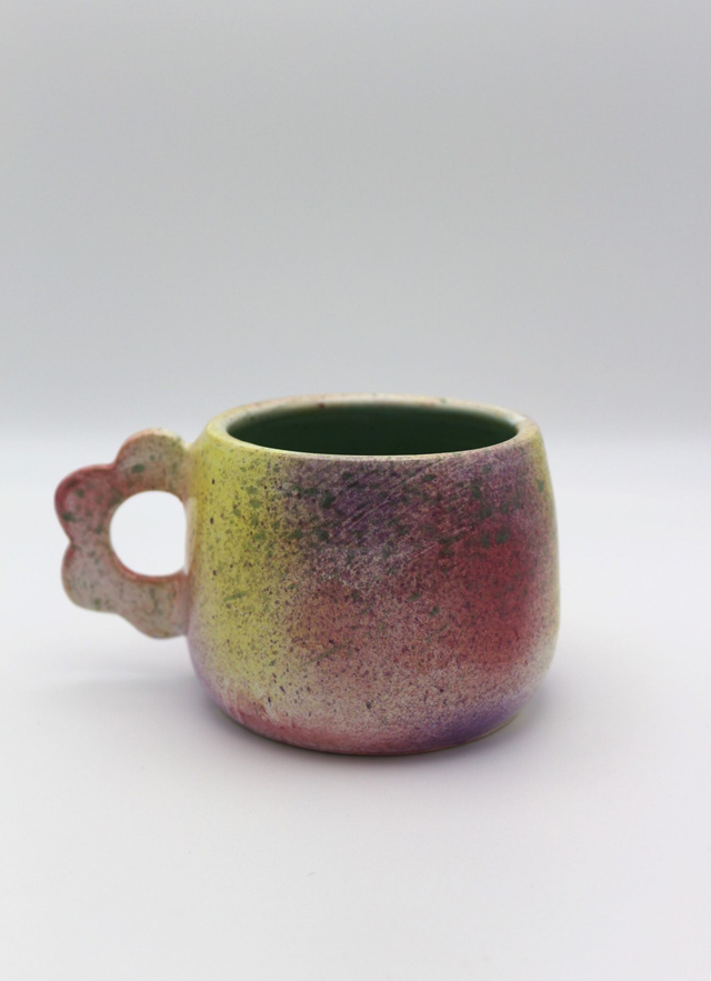 Mug fleur splash interieur vert 