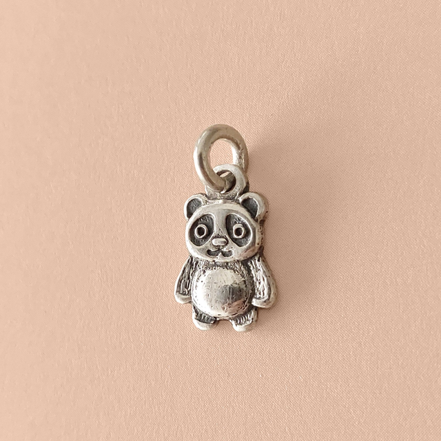 Handmade Panda Silver Charm  - Sterling Silver Panda Necklace - Handmade Silver Bear Pendant