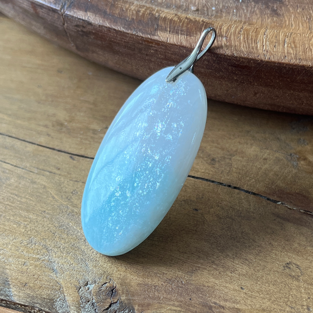 Pendentif en Amazonite et bélière argent - Paillettes incroyables !