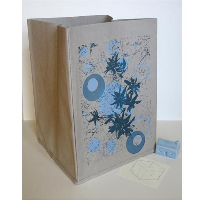 Storage basket, grey, L, screenprinted