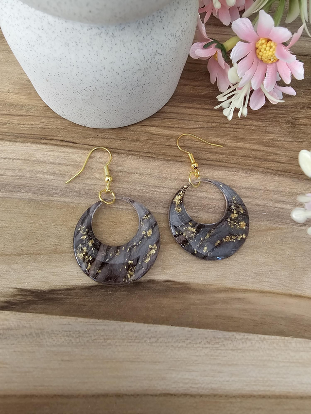 Boucle d’Oreille &quot;Éclipse Dorée&quot; – Mystère et éclat en harmonie 🌑