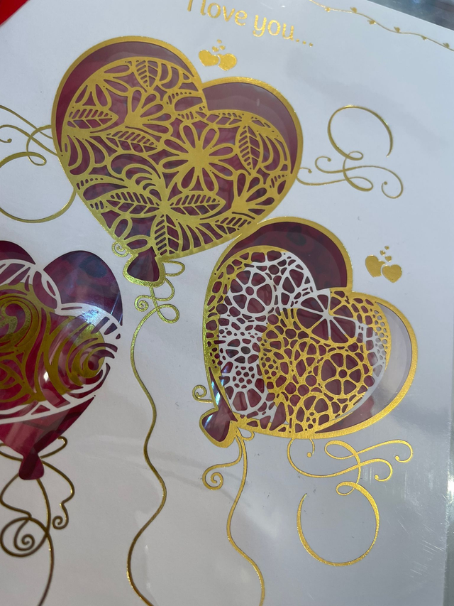 Biglietto palloncini Cuore Oro 