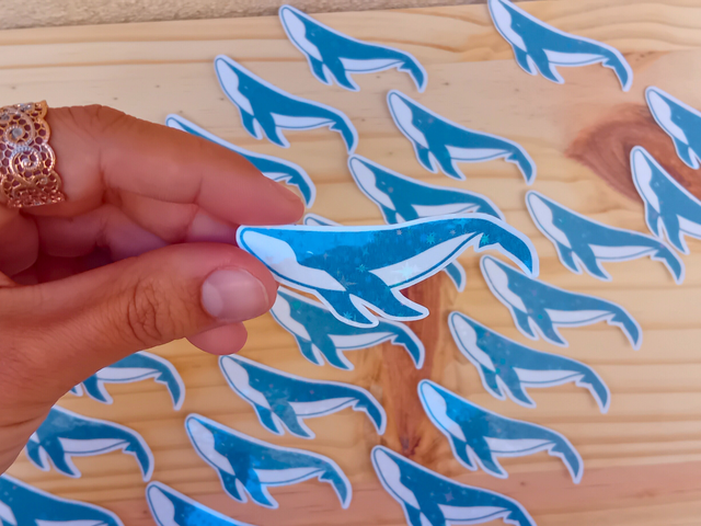 Sticker Holographique Waterproof -  Baleine