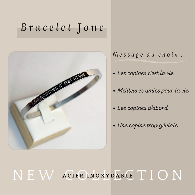 Jonc avec message, Thème &quot;Les copines&quot; 