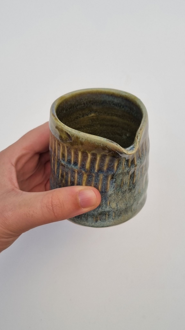 Carved Green Milk Jug