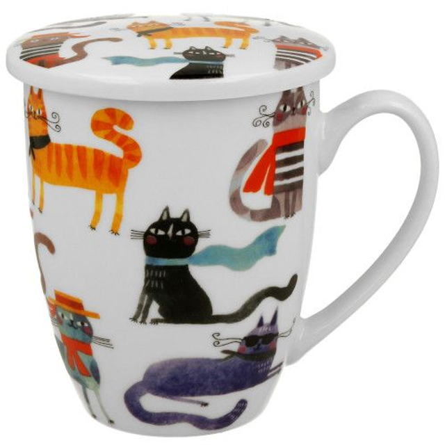 Taza stylish, porcelana 0,35 l. filtro y tapa, en caja de regalo. *654