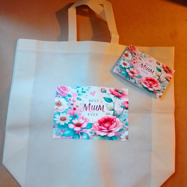Best Mum Ever Card &amp; Lightweight Non Woven Tote Bag - 4 Designs MOTHER'S DAY