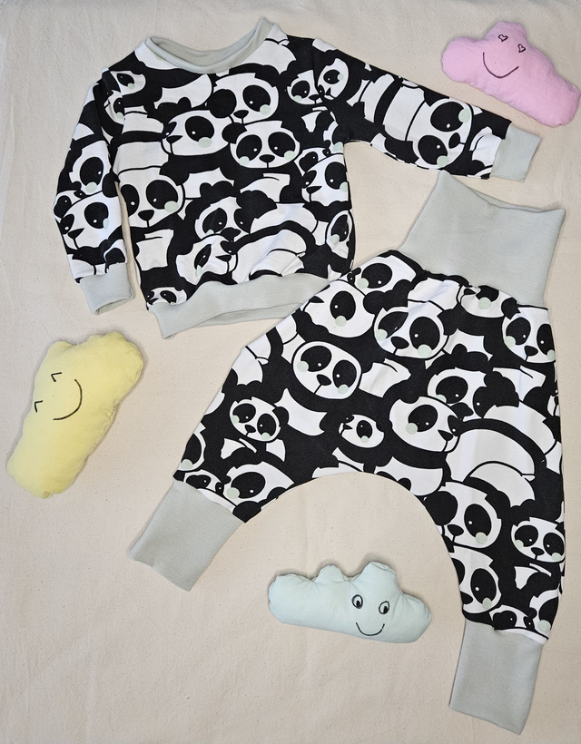 ensemble "panda gris/vert"  24 mois
