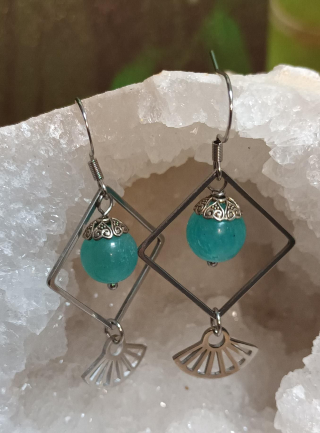 Boucles d'oreilles en amazonite