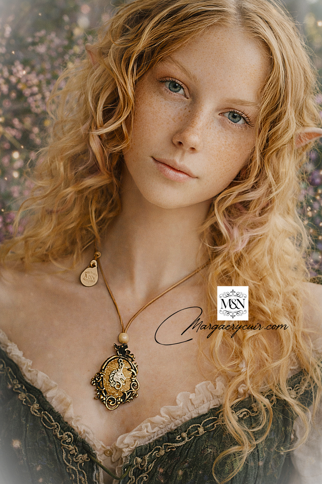 Collier licorne en cuir liège et métal