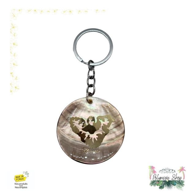 Porte-clés Nacre Carte de Moorea
