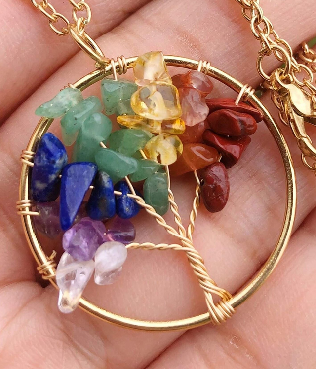 Pendentif " Arbre de vie " 7 chakras avec sa chaine