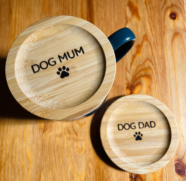 Dog Mum/Dad Bamboo Coaster/Cup Lids