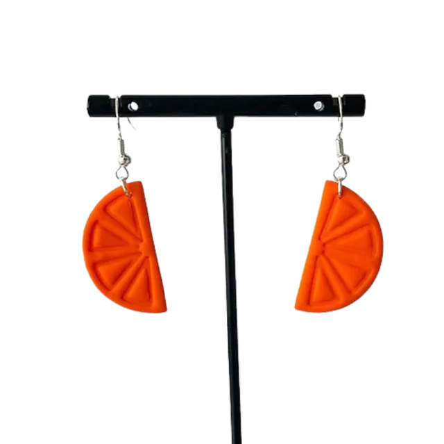 Orange slice clay earrings