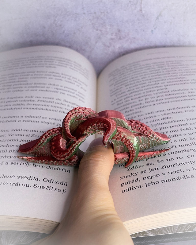 Držák stránek Chobotnice zeleno červená