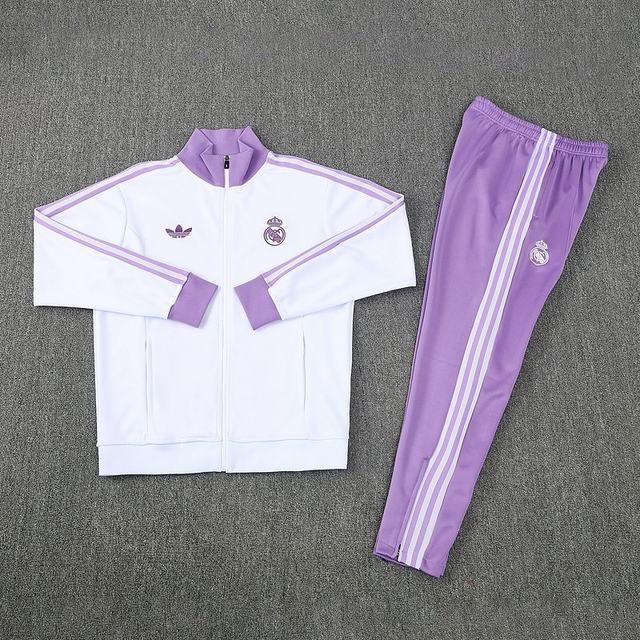 Chándal Adidas Real Madrid chaqueta blanca y morada – Conjunto de entrenamiento 25-26 