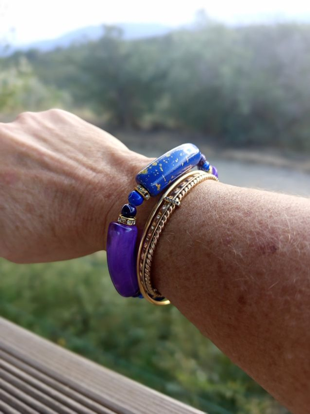 Bracelet perles tubes Arya tacheté Bainganee Neela