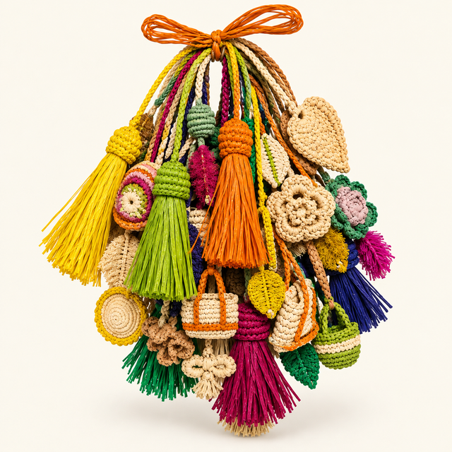 Bijou de sac artisanal en raphia de Madagascar