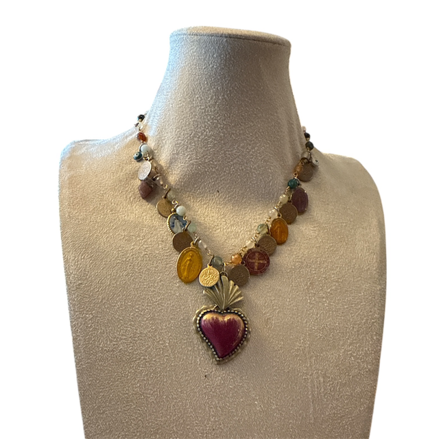 Collana cuore sacro ex-voto multicharms 26NG-23