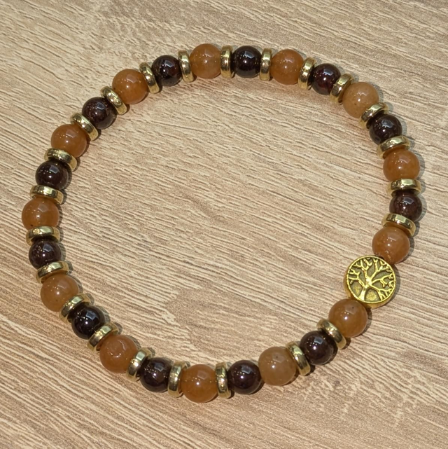 Bracelet "Aventurine & Grenat" 6mm BR-078