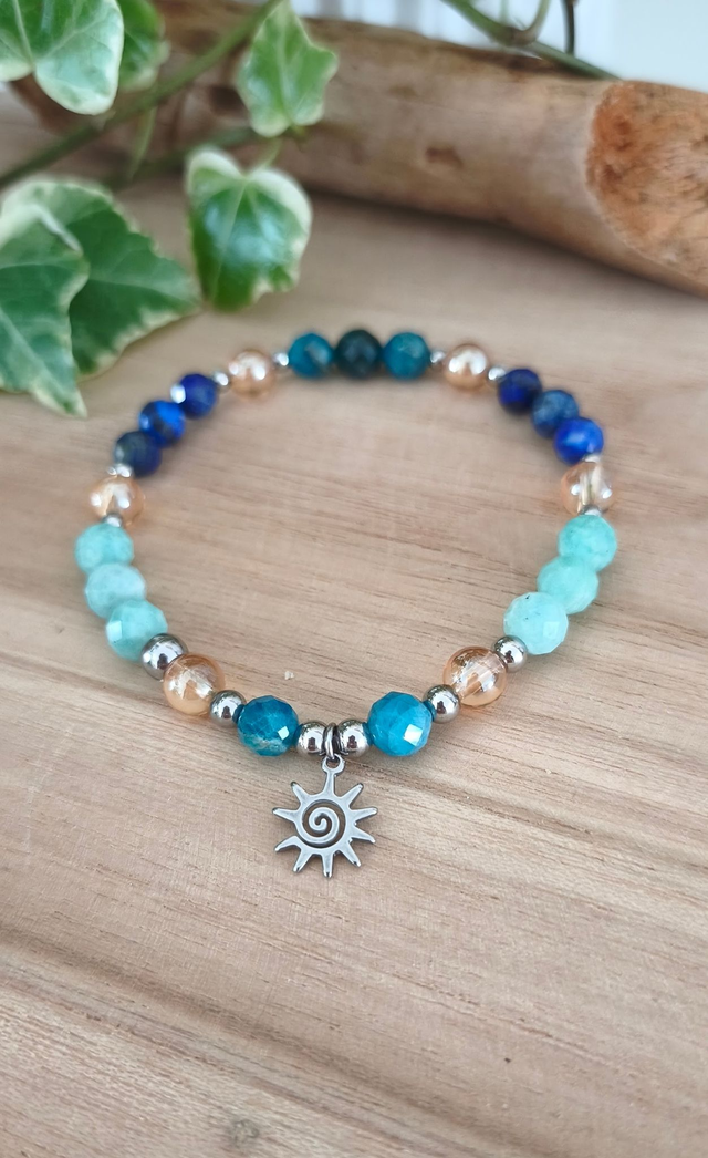 Bracelet "Émotive" Amazonite, Lapis lazuli et Apatite