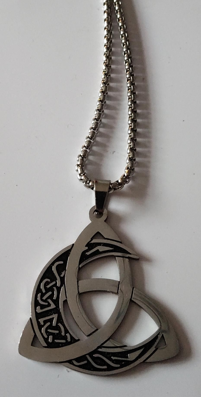 Celtic Trinity Knot &amp; Moon Pendant Necklace.