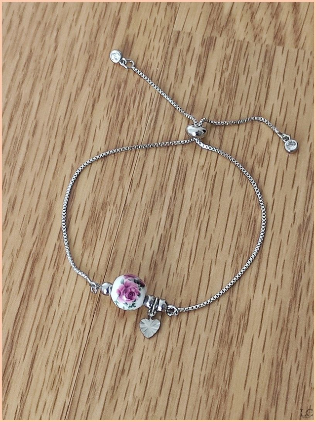 Bracelet coulissant avec breloque - perle céramique