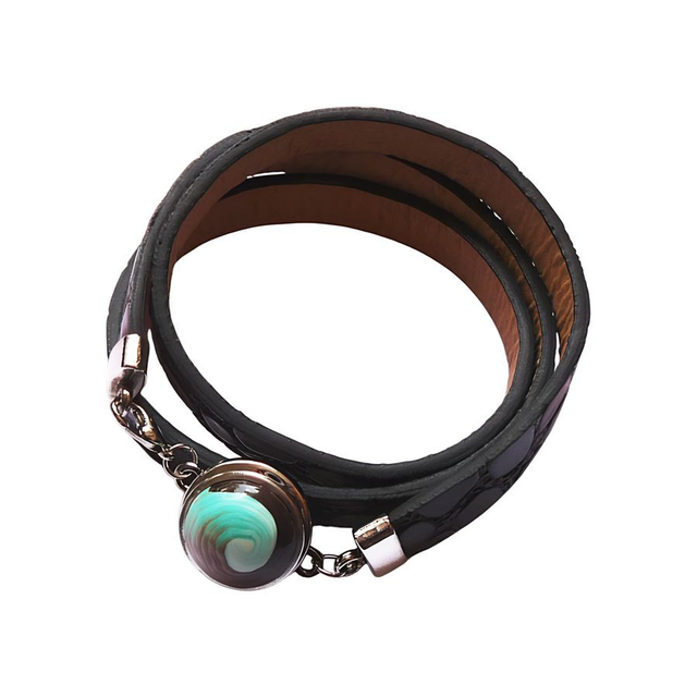 Bracelet homme femme simili cuir croco marron spirale