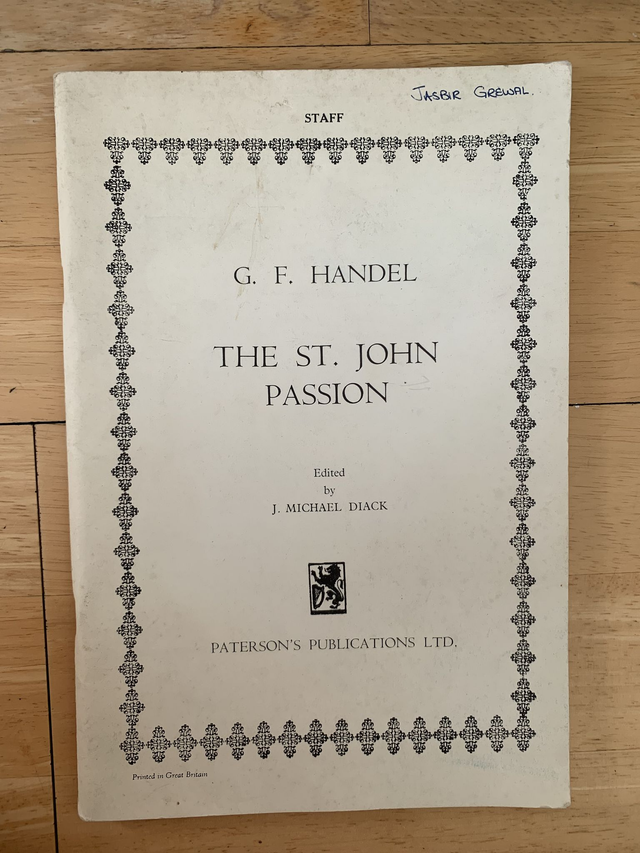 Handel: The St. John Passion: Music Score edited by J. Michael Diack