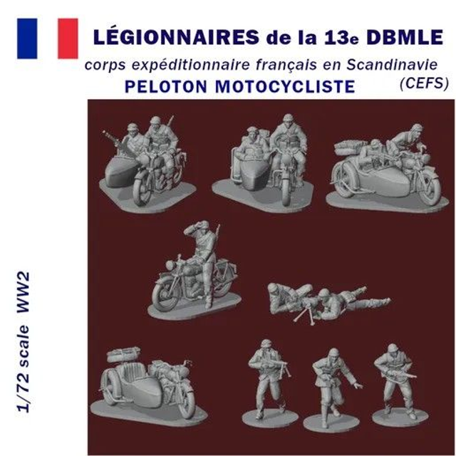 RezPla - 1/72 Legionaires de la 13e DBMLE Peloton Motocycliste