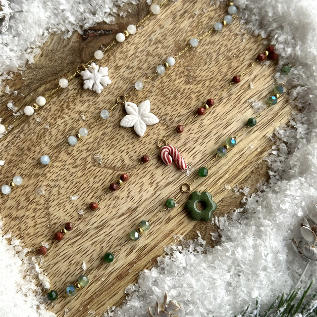 Collier chaîne perlée (chaîne dorée)  