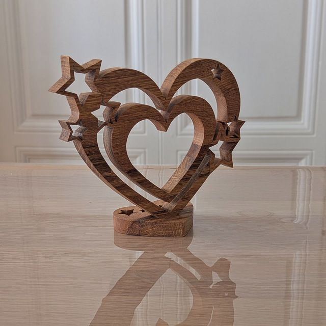 Coeurs étoiles en chêne