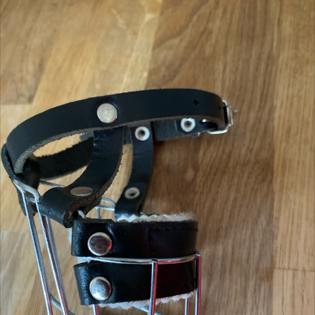 X Small metal and leather muzzle 