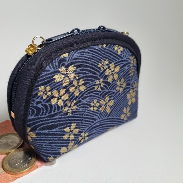 Porte-monnaie arrondi "Sakura" bleu marine