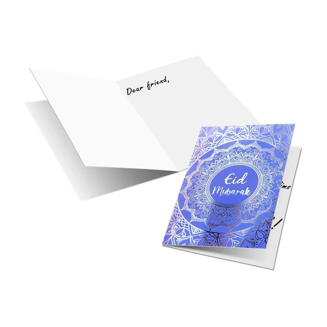 5 pack Eid Mubarak Cards - Purple with Silver Foil Print