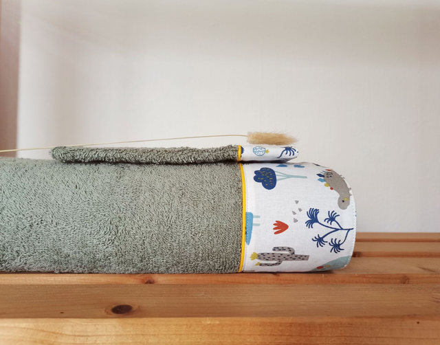 Drap de douche Dino sauge