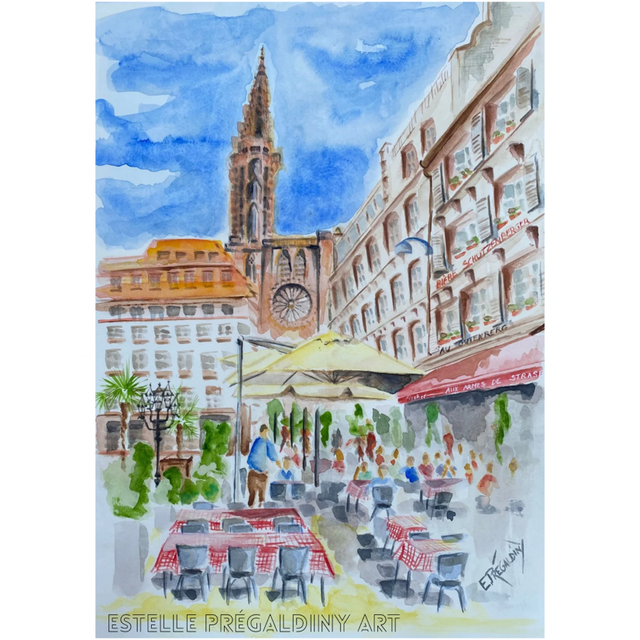 « Au Gutemberg » Strasbourg, aquarelle