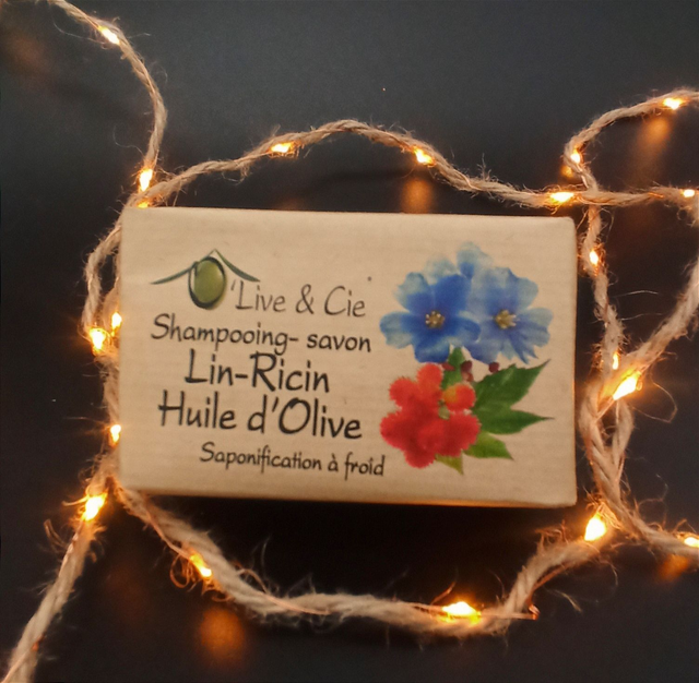 Shampooing solide Lin Ricin, huile d'olive.