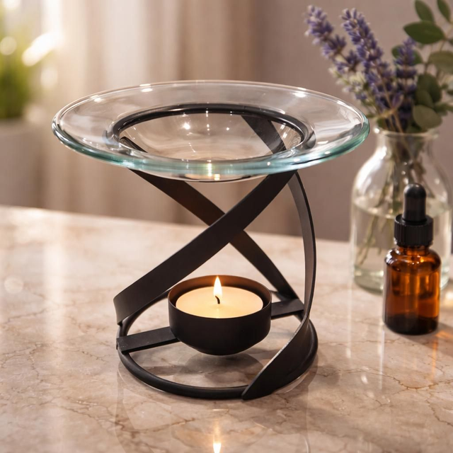 "Spirale métalisée" - Brûleur huile &amp; Fondant - Métal + 6 fondants naturels