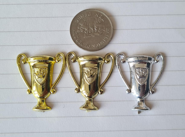 Trophy cake or card making decoration silver, gold, yellow gold