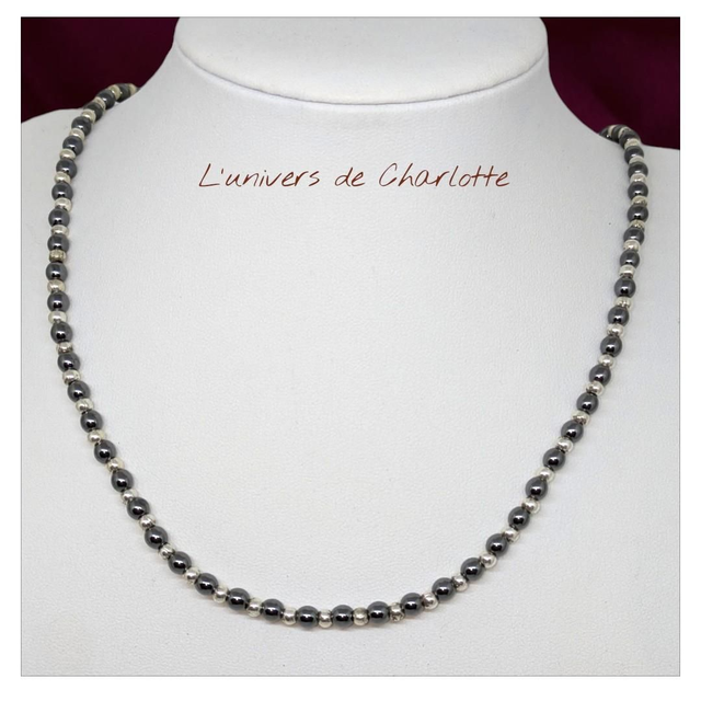 Collier "Hématite" 20 cm C-007