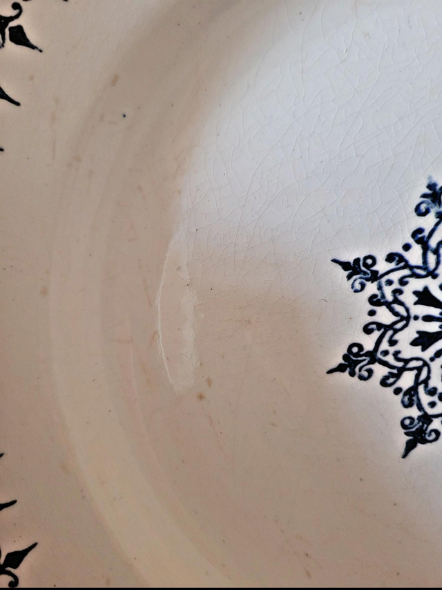 X Assiettes plates Saint Amand Primax, terre de fer bleu arabisant